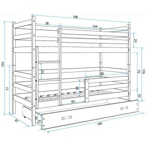  Lovos dydis: 190cm x 80cm